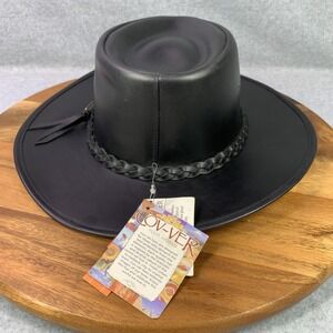 Cov-Ver Hat Cowboy Fitted Mens X-Large Black Leather Water Repellent Shapeable